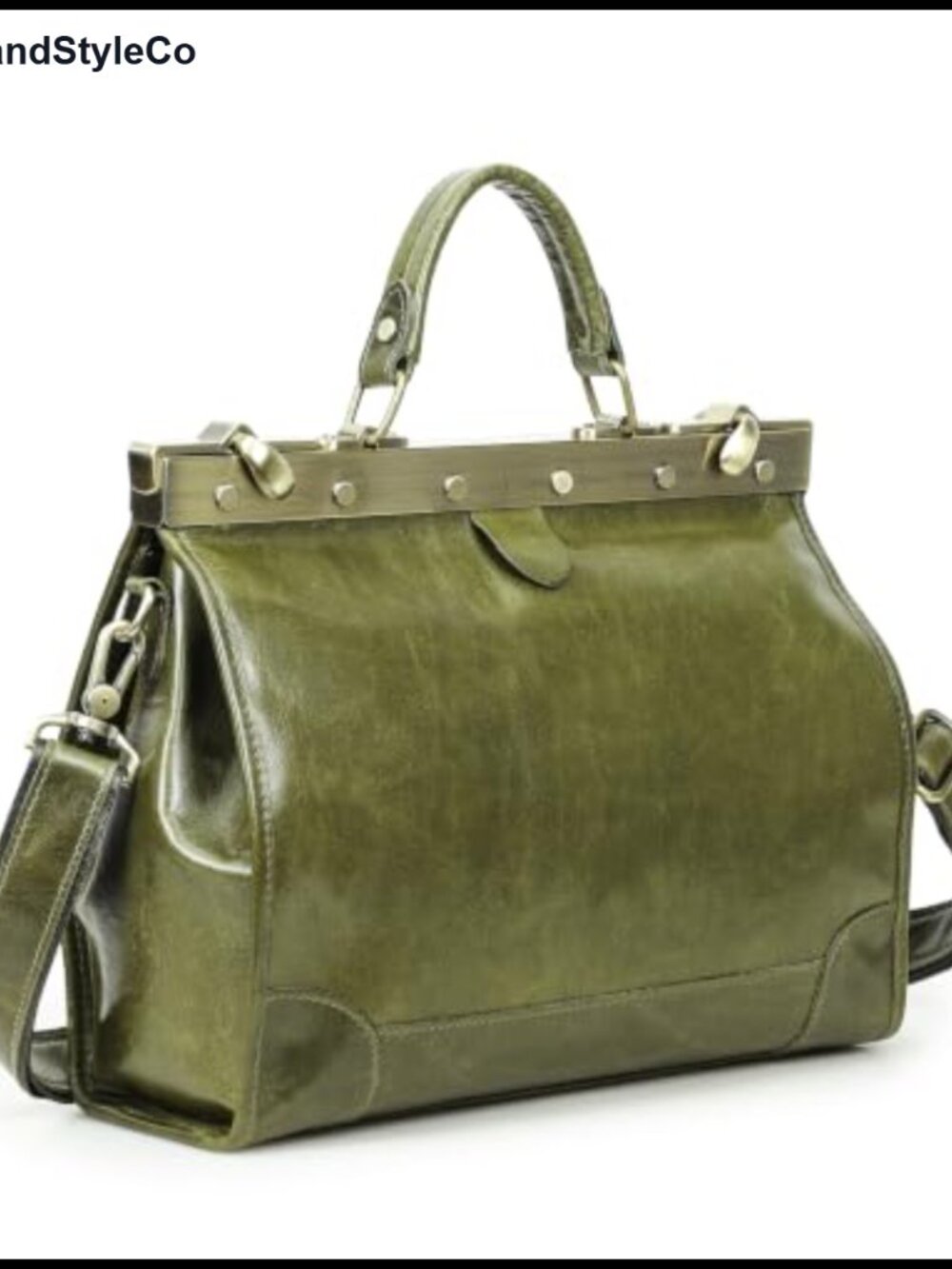 Full-Grain Leather Vintage Doctor Bag Handbag Crossbody for Women
